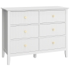 HOMCOM Fluted Dresser, 6 Drawer Chest of Drawers for Bedroom, Living Room, Hallway, Closet, White