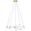 HOMCOM Lampa wisząca LED, 50W, 5 regulowanych rur świetlnych, regulowana, Lampa sufitowa do salonu, jadalni, kuchni, Złoto+Białe