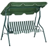 Outsunny Dondolo 3 Posti con Tettuccio Regolabile e Cuscini, in Acciaio e Poliestere, 170x110x153 cm, Verde e Bianco