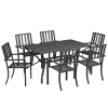 Outsunny 7 Pieces Garden Table and Chairs 6 Seater Outdoor Table and Chairs with Umbrella Hole, for Poolside, Garden, Black