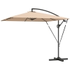 Outsunny Parasol de Jardin déporté 2.5x2.5 m avec Manivelle, Inclinable et Pivotant avec Housse, Kaki
