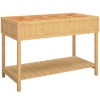 Outsunny Fir Wood Raised Rectangular 8 Compartment Plant Stand Oak Tone