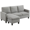 HOMCOM Ecksofa, 3-Sitzer-Sofa mit Kissen, Eckcouch, L-Form Couch, Stoffbezug, Grau