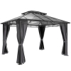 Outsunny Gazebo in alluminio con doppio tetto e zanzariere, 3,6x3 m, Grigio scuro