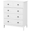 HOMCOM Commode meuble de rangement 5 tiroirs pour chambre, bureau, entrée, blanc et poignée métal noir