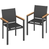 Outsunny Conjunto 2 Cadeiras de Jardim Empilháveis com Assento e Encosto Almofadados, Cinza Escuro