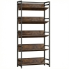 HOMCOM Bookshelf 5-Tier Metal Frame Room Divider Bookcase Storage Shelves for Living Room Rustic Brown