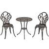 Outsunny Set de Exterior 3 Piezas con 2 Sillas de Jardín y Mesa Redonda con Orificio para Sombrilla, Bronce