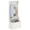 HOMCOM Porte-manteau range-chaussures avec banc de rangement 4 crochets style moderne 71,5x39,5x170 cm Blanc