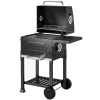 Outsunny Barbecue à charbon compact - Chariot avec couvercle, thermomètre, grille, tablette latérale rabattable, bac à cendres, aérations