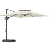 Outsunny Freistehender quadratischer Sonnenschirm 2,5 x 2,5 m, Gartenschirm, Doppeldach, neigbar, 2 Fußteile, Kurbel, Creme