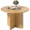 HOMCOM Table basse ronde, table de salon en bambou avec pied en croix, nature