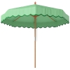 Outsunny Round Garden Parasol with Valance Retro Chic Wood-Effect UV Sun Protection 230cm Light Green
