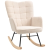 HOMCOM Berber Fleece Nursery Glider Rocker for Nursing, Wingback Rocking Chair for Living Room, Beige