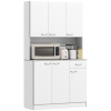 HOMCOM Buffet de cuisine armoire de cuisine contemporaine multi-rangements 6 portes 1 tiroir + grand plateau dim. 101L x 39l x 180H cm panneaux particules blanc gris