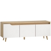 HOMCOM Mesa de TV para Salón con 3 Puertas para Televisión de 55 Pulgadas Estilo Moderno 120x35x45,5 cm Roble y Blanco