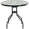 Outsunny Table Ronde Bistro de Jardin dim. Ø 80 x 72H cm Espace Installation Parasol Acier époxy Noir Plateau Verre trempé