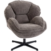 HOMCOM Nowoczesny fotel typu wingback, welurowy fotel z podłokietnikami, czteroramienna podstawa, sprężyny S, funkcja obrotu 360°, szary