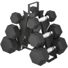 SPORTNOW Ensemble d'haltères avec support en métal avec poignée antidérapante, 2x2kg, 2x5kg, 2x8kg, Noir