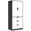 HOMCOM 2 Door Wardrobe, Modern Wardrobe with 3 Drawers and Hanging Rod for Bedroom, Black