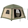 Outsunny Inflatable Camping Tent w/ Hand Pump, Easy Setup 1/2 Person Blow Up Tent Waterproof 190T Taffeta w/ Mesh Windows, Doors and Carry Bag, Brown