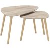 HOMCOM Set of 2 Scandinavian nesting coffee tables with wooden legs and wooden tops, natural finish