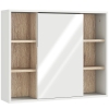 HOMCOM Bathroom Mirror Cabinet, Wall Mounted Storage Cabinet with Open Cupboard and Adjustable Shelf, White