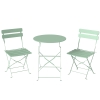 Outsunny Folding Garden Bistro Set, Outdoor Round Bistro Table and Chairs Set 2 with Electrophoresis Metal Frame, Light Green