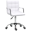 HOMCOM Chaise de bureau fauteuil manager pivotant hauteur réglable revêtement synthétique capitonné blanc