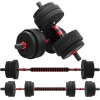 HOMCOM Juego de Mancuernas de 25 kg 2 en 1 de Dumbbell con Barras Conexión y Barra de Extensión Entrenamiento de Fuerza y Levantamiento de Pesas Negro