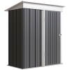 Outsunny Metal Garden Shed, Outdoor Lean-to Shed for Tool Motor Bike, with Adjustable Shelf, Lock, Gloves, 5'x3'x6',  Dark Grey