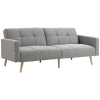HOMCOM 2 in 1 Schlafsofa 205 x 88 cm Sofa mit Bettfunktion, Couch mit Sitzkissen, Leinenoptik Grau
