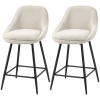 HOMCOM Lot de 2 tabourets de bar en tissu velours côtelé, chaises de bar avec dossier courbé, repose-pieds, 49x52x88cm, crème
