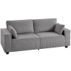 HOMCOM 218 cm 3-Sitzer Sofa, modernes Cord-Sofa mit Taschenfeder-Polsterung, breiten Armlehnen und 2 Kissen, hellgrau