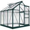 Outsunny Invernadero de Jardín 2x2 m Policarbonato y Aluminio Vivero Casero con Tragaluz Protección UV30 y Base 3,65 m² para Macetas Cultivo Plantas Flores Transparente