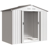 Outsunny Caseta de Jardín 213x130x185 cm Cobertizo Metálico de Exterior para Almacenamiento de Herramientas Blanco
