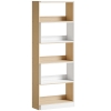 HOMCOM Estante Expansível 5 Níveis Estante para Livros Giratória 350° Largura Ajustável Convertível em L Reta ou Compacta 111,5x23,8x163,7 cm Madeira e Branco
