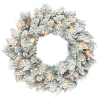 Ghirlanda de Crăciun HOMCOM de 60 cm cu Ramuri Înzäpezite, 35 Lumini LED cu Temporizator și Conuri Decorative