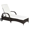 Outsunny Gartenliege mit Auflage, verstellbare Rückenlehne, Metallgestell, Polyrattan, braun+creme, 200 x 73 x 103 cm