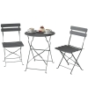 Outsunny Ensemble de Bistrot Jardin 3 Pièces Table et 2 Chaises Pliantes avec Double Protection Anti-Rouille Métal Gris