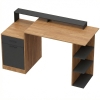 HOMCOM Computertisch mit Stauraum und Regalen, Moderner Schreibtisch für Büro und Arbeitszimmer, 140 cm, Eiche