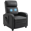HOMCOM Fauteuil de Relaxation et Massage avec Inclinaison Manuelle Dossier Repose-Pied réglable revêtement synthétique Noir