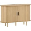 HOMCOM Aparador con Puertas Tambour Deslizantes 4 Compartimentos y Patas de Madera 120x40x78 cm Roble