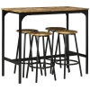 HOMCOM Set de Mesa Bar y 4 Taburetes Muebles Altos con Mesa de 110x50x89,5 cm y Taburetes de Ø30x60,5 cm Negro y Madera