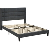 HOMCOM Gepolstertes Bett 135x190 cm mit Stauraum und gepolstertem Kopfteil mit Ohren, Grau
