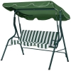 Outsunny Balancelle de Jardin 3 Places Toit imperméabilisé Inclinaison réglable Coussins Assise Dossier Vert Blanc rayé
