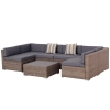 Outsunny Salotto da Giardino in Rattan da 7 Pezzi con Tavolino e Divano Modulabile con Cuscini, Grigio