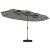 Outsunny Double Sided Garden Parasol with Base Included & 48 Solar LED Lights Patio Umbrella Crank Handle 4.6m Light Grey