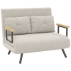 HOMCOM Sofá Cama Convertible 4 en 1 2 Plazas Plegable con Respaldo Ajustable, Almohadas, 102x73x81 cm, Beige Claro