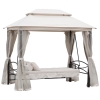 Outsunny Hollywoodschaukel Gartenschaukel Schaukel mit Seitenwänden 3-Sitzer Beige 256 x 172 x 248 cm